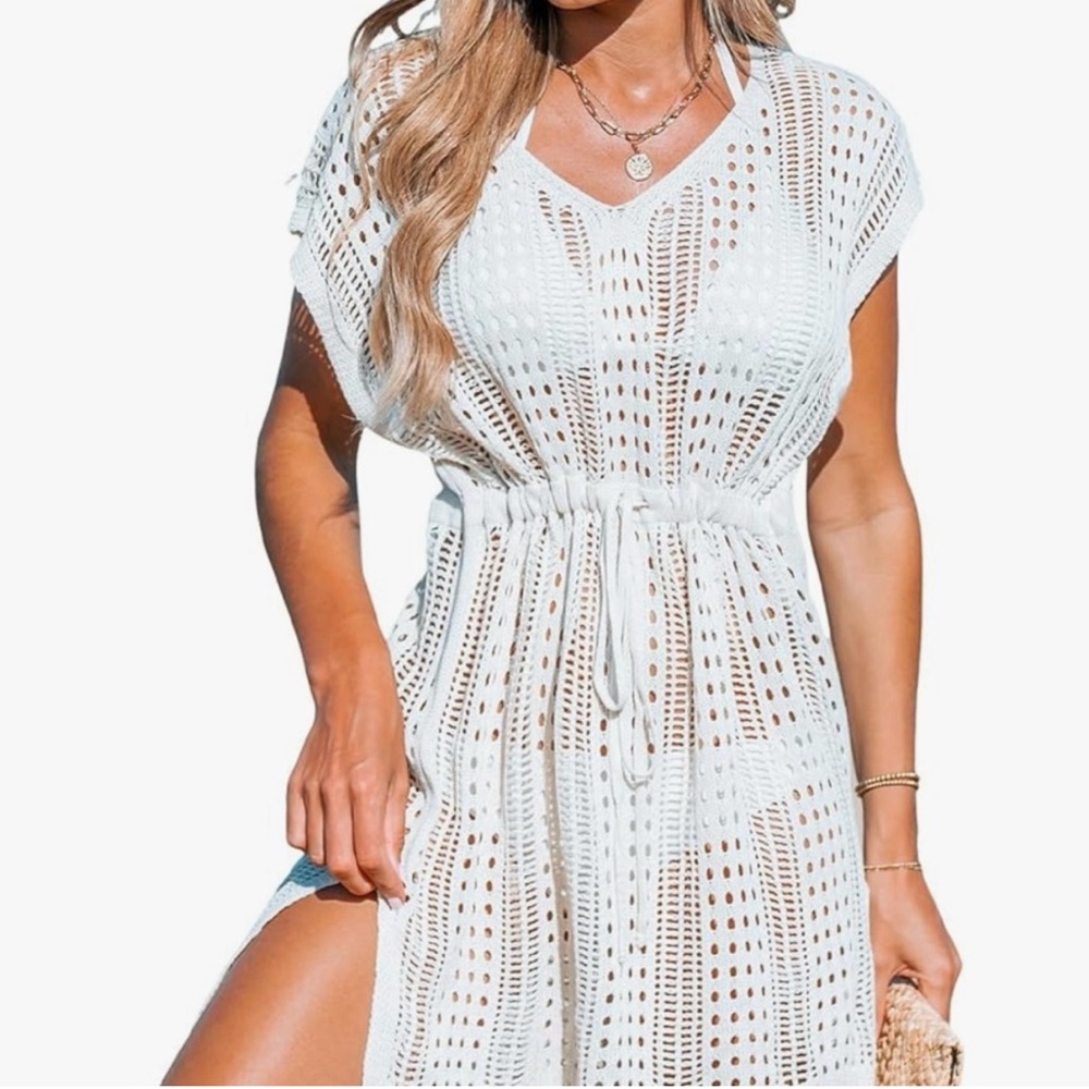 Cupshe White Crochet Swim Coverup Size Large NWT